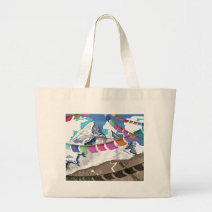Nepal Himalayan Prayer Flags Travel poster Grote Tote Bag