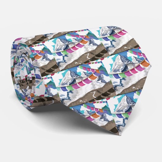 Nepal Himalayan Prayer Flags Travel poster Stropdas (Opgerold)