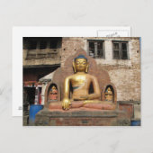 Nepal - Kathmandu - Boeddha in Swayambunath Temple Briefkaart (Voorkant / Achterkant)