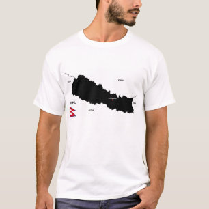 nepal land politieke zwarte kaart t-shirt
