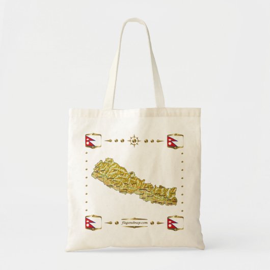 Nepal Map + Flags Bag Tote Bag (Voorkant)