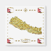 Nepal Map + Flags Magnet (Voorkant)