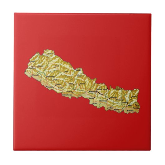 Nepal Map Tile Tegeltje (Voorkant)