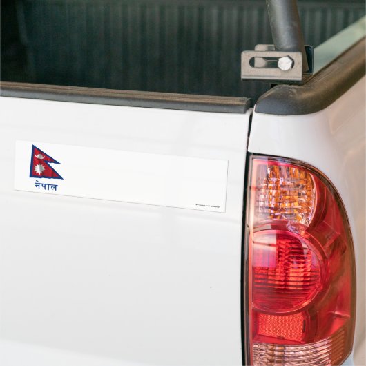 Nepal met drijvende vlag met naam in Nepal Bumpersticker (Op Truck)