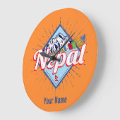 Nepal met  feestdag in de bergen Retro Grote Klok (Hoek)