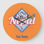 Nepal met  feestdag in de bergen Retro Grote Klok (Voorkant)