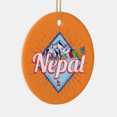 Nepal met  feestdag in de bergen Retro Keramisch Ornament (Rechts)