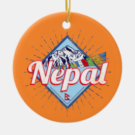 Nepal met feestdag in de bergen Retro Keramisch Ornament