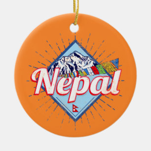 Nepal met  feestdag in de bergen Retro Keramisch Ornament