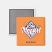 Nepal met  feestdag in de bergen Retro Magneet (Voorkant / Achterkant)