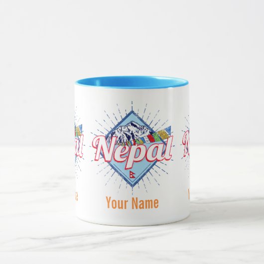 Nepal met feestdag in de bergen Retro Mok (Midden)
