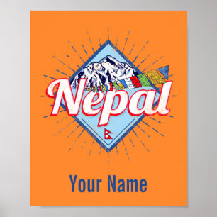 Nepal met feestdag in de bergen Retro Poster