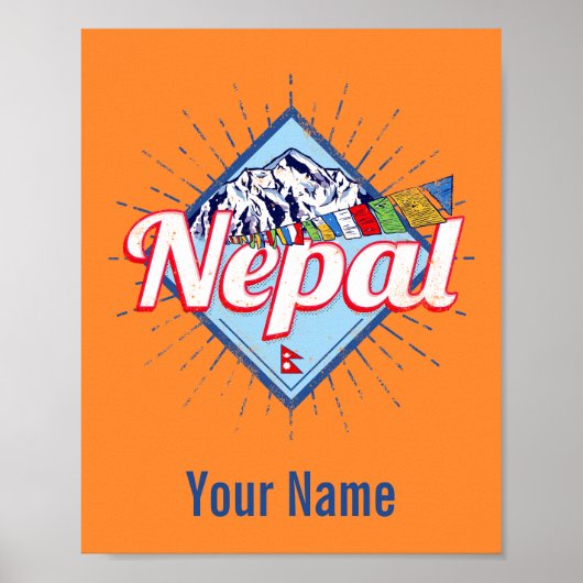 Nepal met  feestdag in de bergen Retro Poster (Voorkant)