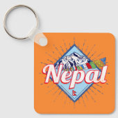 Nepal met  feestdag in de bergen Retro Sleutelhanger (Voorkant)