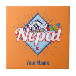 Nepal met feestdag in de bergen Retro Tegeltje