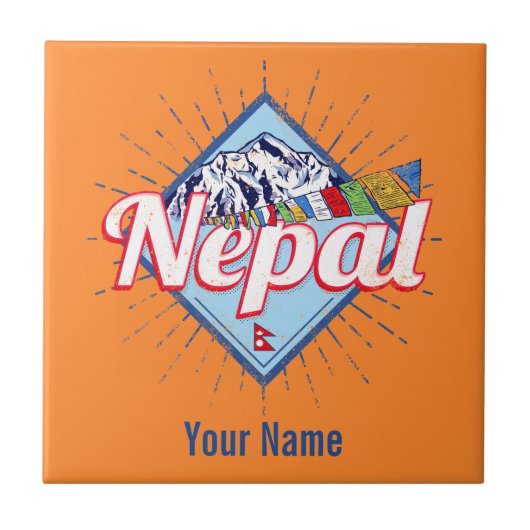Nepal met  feestdag in de bergen Retro Tegeltje (Voorkant)