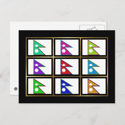 Nepal Multihue Flags Briefkaart (Voorkant / Achterkant)
