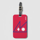 Nepal: nationaal vlaggenstaatpatriottisch bagagelabel (Voorkant (verticaal))
