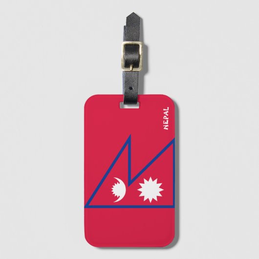 Nepal: nationaal vlaggenstaatpatriottisch bagagelabel (Voorkant (verticaal))