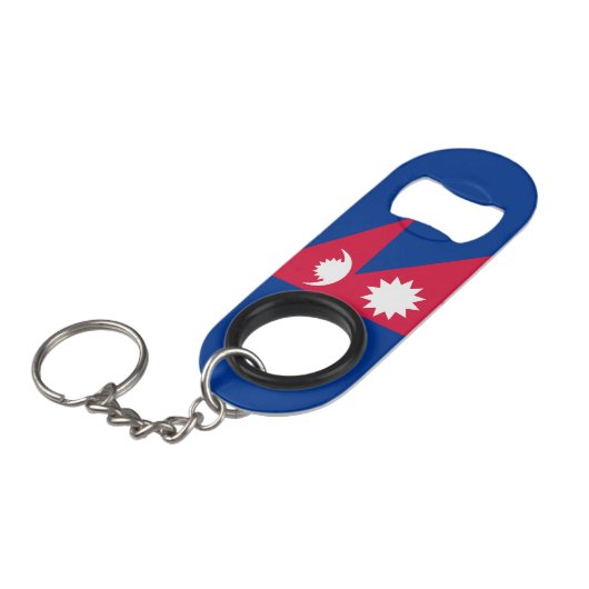 Nepal: nationaal vlaggenstaatpatriottisch mini flessenopener (Voorkant Gekanteld)