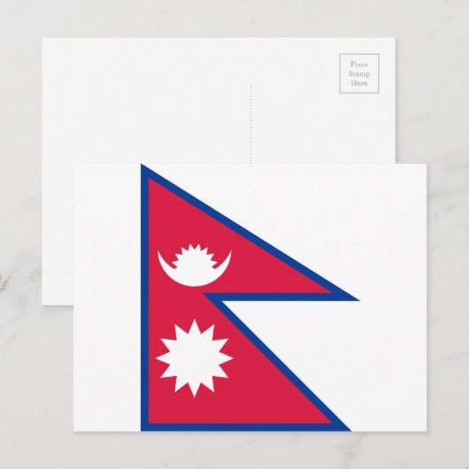 Nepal: Nationale Wereldvlag Briefkaart (Voorkant / Achterkant)