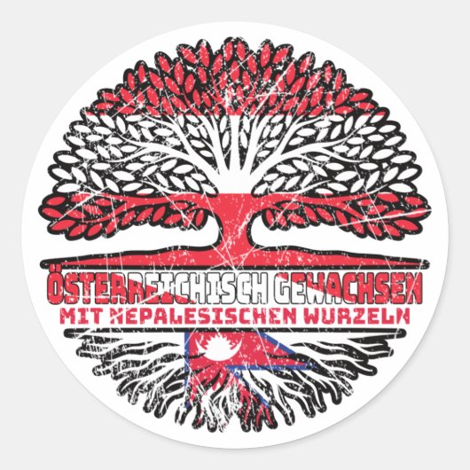 Nepal Nepalesisch Österreichisch Österreich Baum Ronde Sticker (Voorkant)