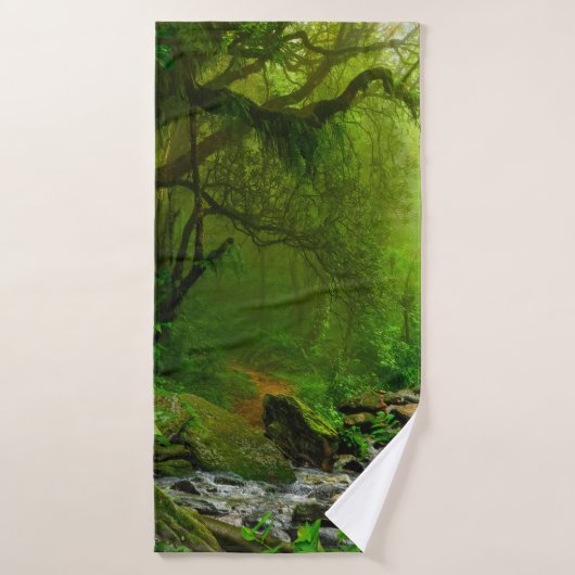 Nepal oerwoud met riverjungle, bos, grond, rivier, badhanddoek (Badhanddoek)