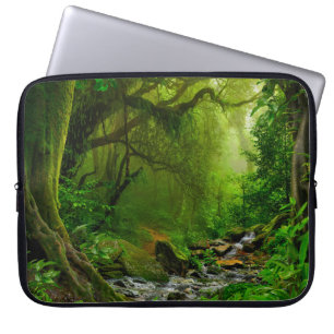 Nepal oerwoud met riverjungle, bos, grond, rivier, laptop sleeve