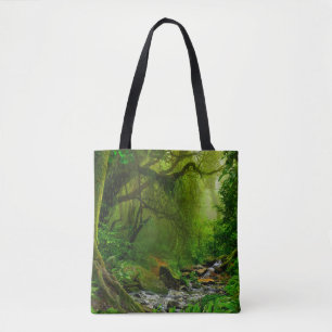 Nepal oerwoud met riverjungle, bos, grond, rivier, tote bag