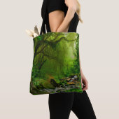 Nepal oerwoud met riverjungle, bos, grond, rivier, tote bag (Dichtbij)
