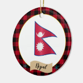 Nepal, Rode buffels en Nepalese vlag Keramisch Ornament (Links)