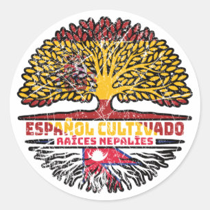 Nepal Spanje vlag van boomstammen Ronde Sticker