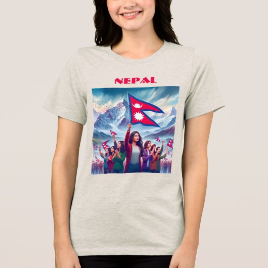 NEPAL Special  Blue Tourist Tri-Blend Shirt (Voorkant)