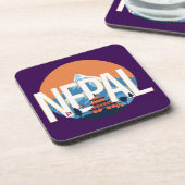 Nepal Tempelberg Everest Bier Onderzetter (Linkerzijde)