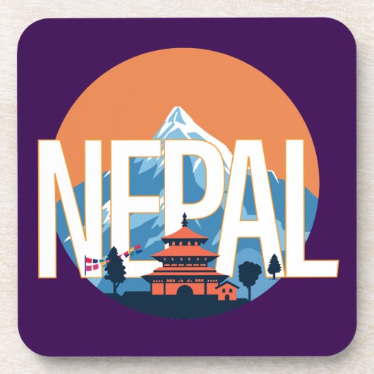 Nepal Tempelberg Everest Bier Onderzetter (Voorkant)