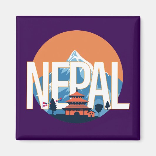 Nepal Tempelberg Everest Magneet (Voorkant)