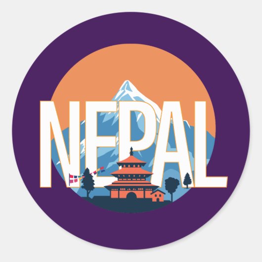 Nepal Tempelberg Everest Ronde Sticker (Voorkant)