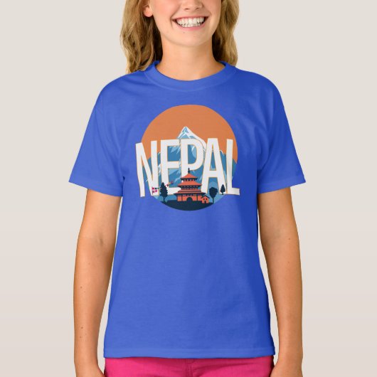 Nepal Tempelberg Everest T-shirt (Voorkant)