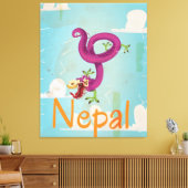 Nepal Vintage Reisposter Canvas Afdruk (Insitu (Woonkamer))