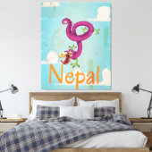 Nepal Vintage Reisposter Canvas Afdruk (Insitu (Slaapkamer))