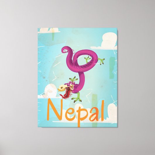 Nepal Vintage Reisposter Canvas Afdruk (Voorkant)