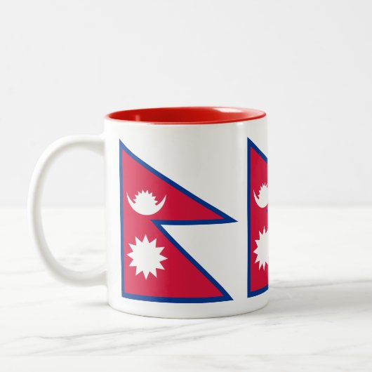 Nepal vlag tweekleurige koffiemok (Links)