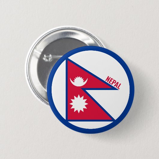 Nepal - vlaggen Inscriptie Red Blue White Pennants Ronde Button 5,7 Cm (Voorkant /achterkant)