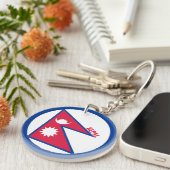 Nepal - vlaggen Inscriptie Red Blue White Pennants Sleutelhanger (Voorkant Rechts)