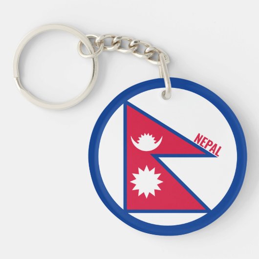 Nepal - vlaggen Inscriptie Red Blue White Pennants Sleutelhanger (Voorkant)