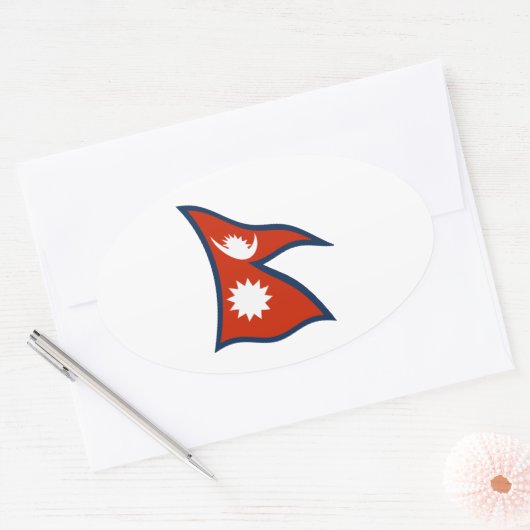 Nepal-vlaggen Ovale Sticker (Envelop)