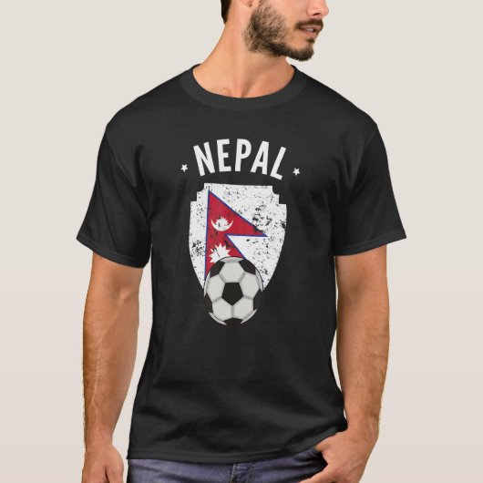 Nepal Voetbal Nepal Flag Football Nepali Pride Roo T-shirt (Voorkant)