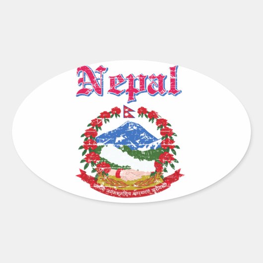 Nepal wapen design ovale sticker (Voorkant)