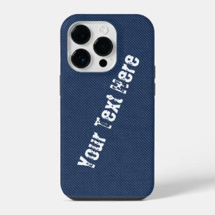 Nepalblauwe denim iPhone-hoes met aangepaste tekst iPhone 14 Plus Hoesje