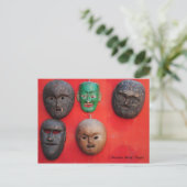 Nepalees houten masker briefkaart (Staand voorkant)